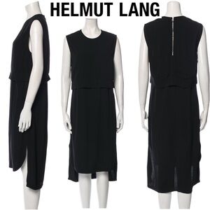 Helmut Lang Black Sleeveless Shift Midi Dress Minimalist Quiet Luxury Designer